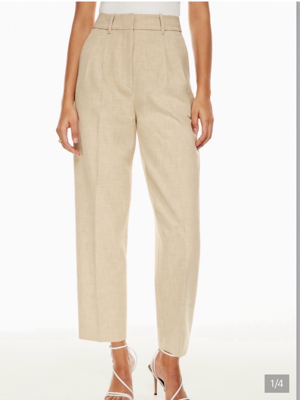 Wilfred High Rise Cropped Carrot Pants in Oatmeal Beige